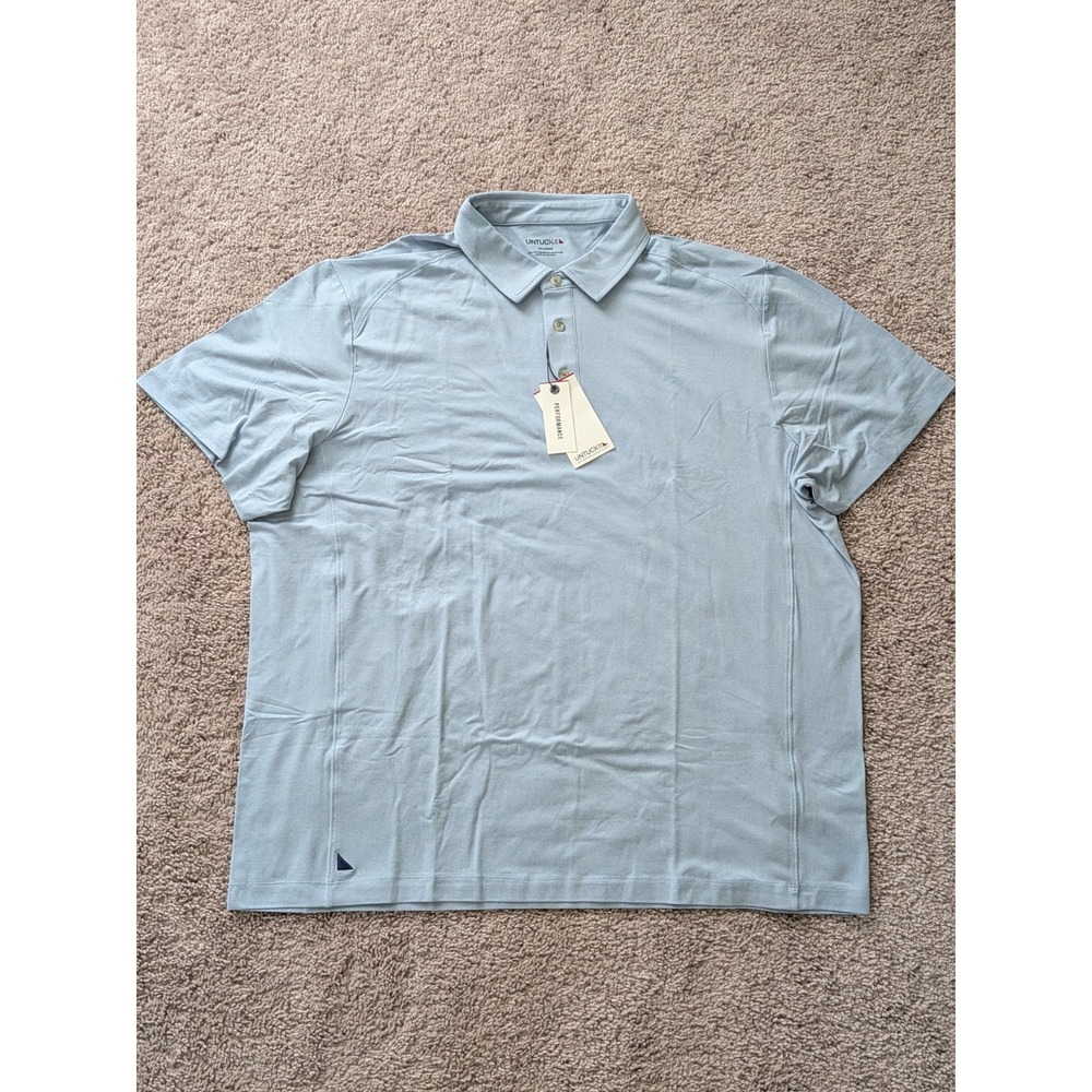 UNTUCKit Clavidor Polo Mens 2XL Regular Fit Blue Fog NWT Preppy Stretch